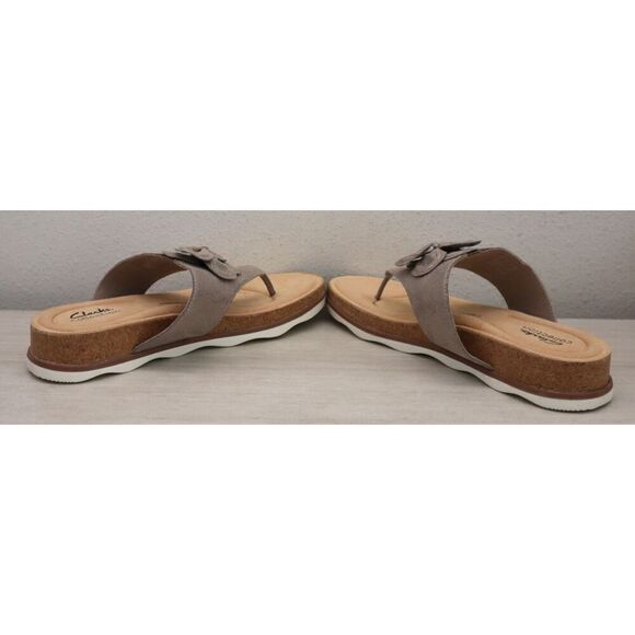 Clarks 26164864 WMN Sz 9M Taupe Metallic Brynn Style Leather Slip-On Sandals - Picture 8 of 10